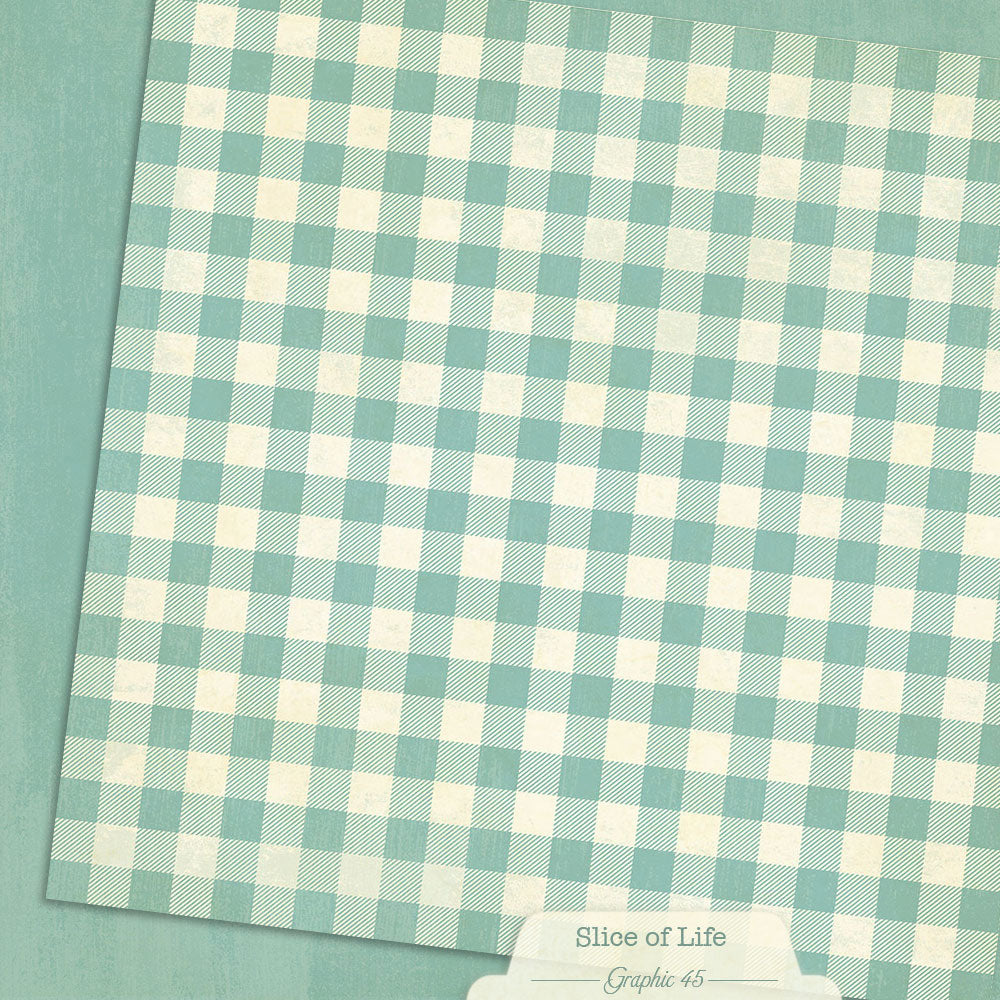 Graphic 45 - Slice Of Life Collection - 12 x 12 Double Sided Paper - Capri Blue Patterns And Solids