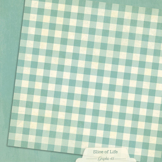 Graphic 45 - Slice Of Life Collection - 12 x 12 Double Sided Paper - Capri Blue Patterns And Solids