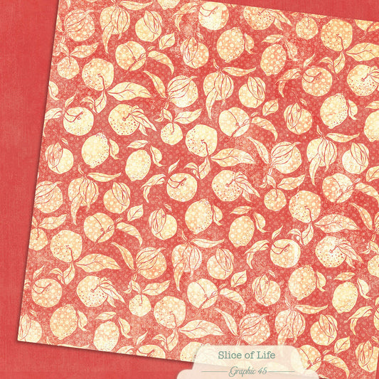 Graphic 45 - Slice Of Life Collection - 12 x 12 Double Sided Paper - Pomegranate Red Patterns And Solids