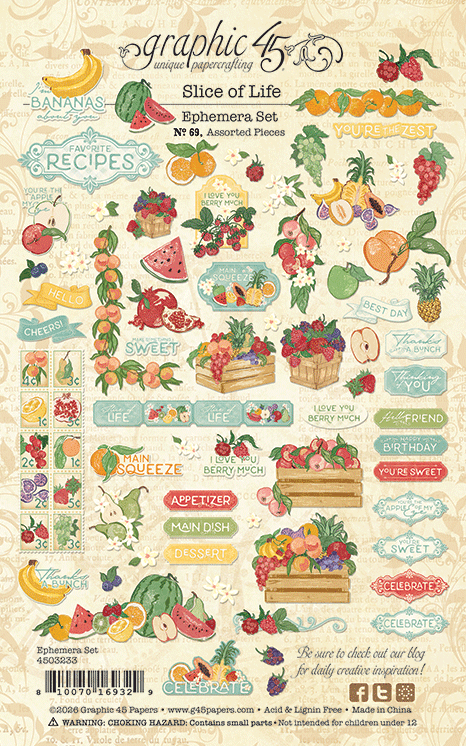 Graphic 45 - Slice Of Life Collection - Ephemera Set