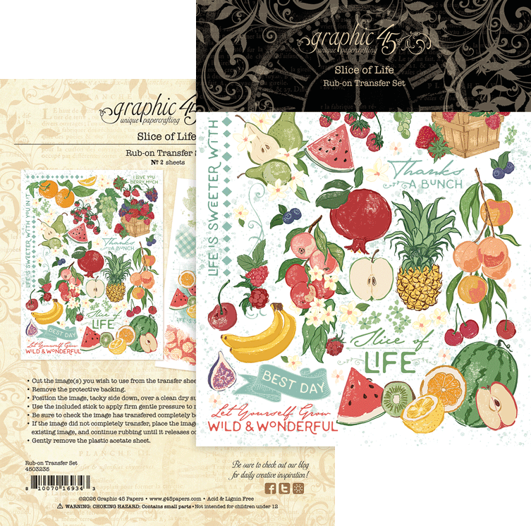 Graphic 45 - Slice Of Life Collection - Rub-On Transfers