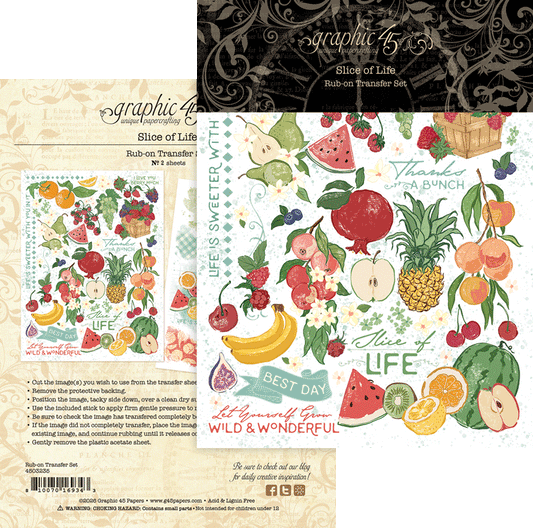 Graphic 45 - Slice Of Life Collection - Rub-On Transfers
