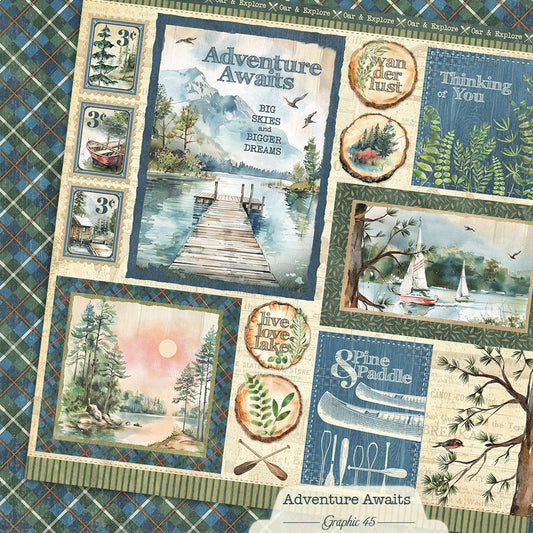 Graphic 45 - Adventure Awaits Collection - 12 x 12 Double-Sided Paper - Signature Cut Apart