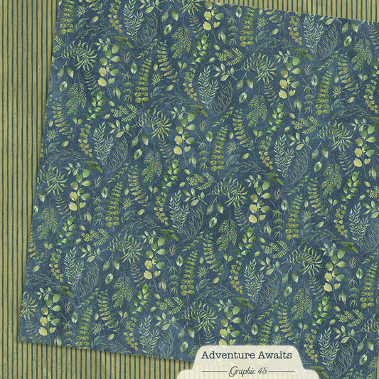 Graphic 45 - Adventure Awaits Collection - 12 x 12 Double-Sided Paper - Floral Fern