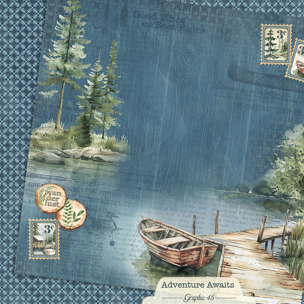 Graphic 45 - Adventure Awaits Collection - 12 x 12 Double-Sided Paper - Dock Layout