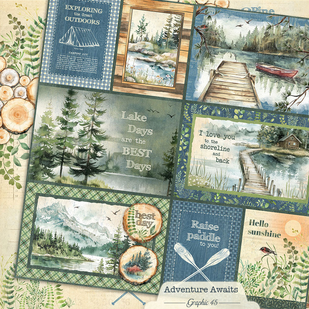 Graphic 45 - Adventure Awaits Collection - 12 x 12 Double-Sided Paper - Journaling Cut Aparts