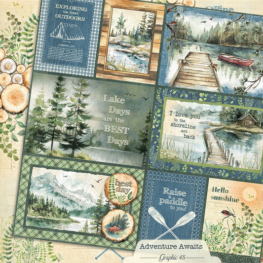 Graphic 45 - Adventure Awaits Collection - 12 x 12 Double-Sided Paper - Journaling Cut Aparts