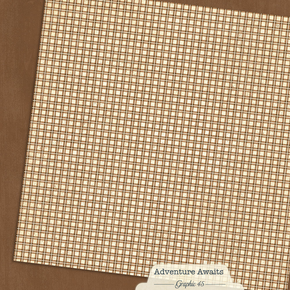 Graphic 45 - Adventure Awaits Collection - 12 x 12 Double-Sided Paper -Woodland Brown Patterns And Solids