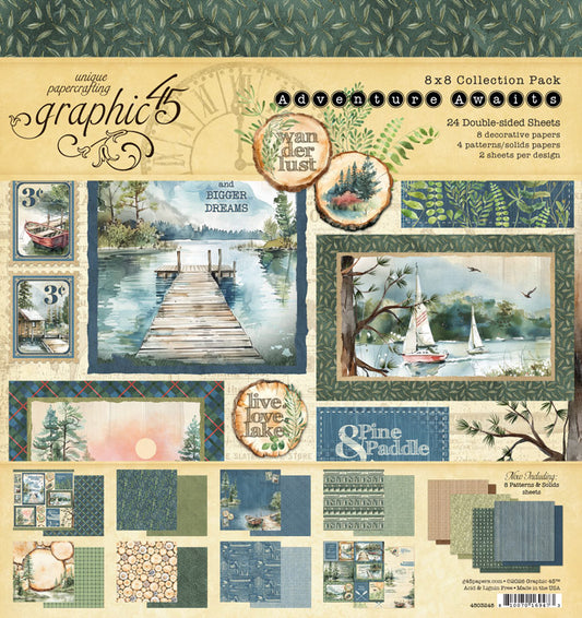 Graphic 45 - Adventure Awaits Collection - 8 x 8 Collection Pack