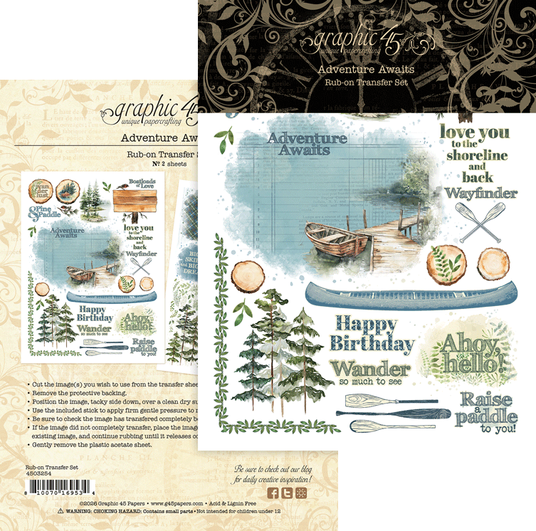Graphic 45 -Adventure Awaits Collection - Rub-On Transfers