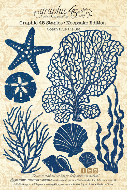 Graphic 45 - Keepsake Edition With Exclusive Metal Die Set - Ocean Blue