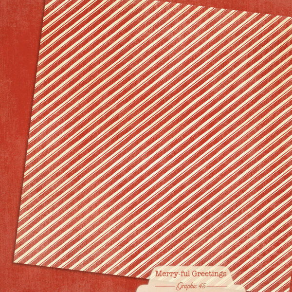 Graphic 45 - Merry-ful Greetings Collection - 12 x 12 Double Sided Paper - Candy Cane Red Patterns And Solids