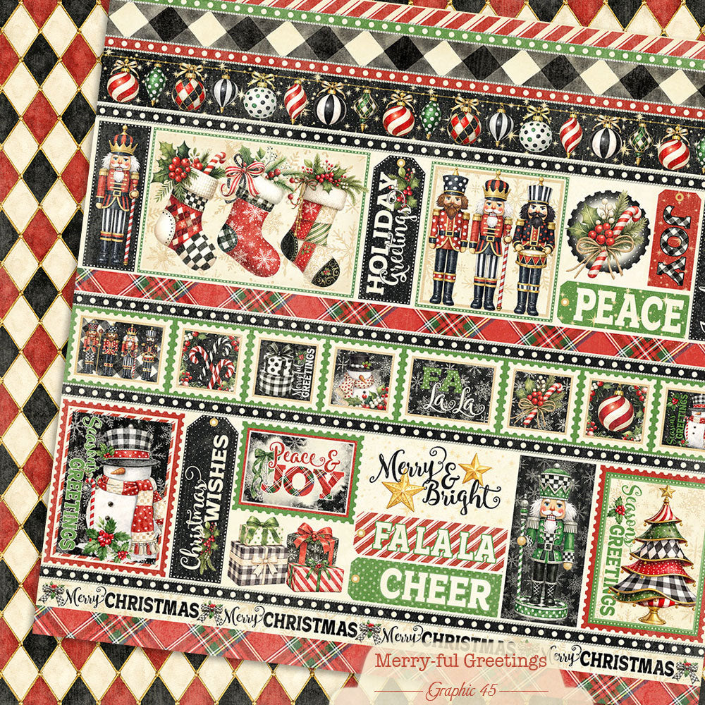 Graphic 45 - Merry-ful Greetings Collection - 12 x 12 Double Sided Paper - Borders
