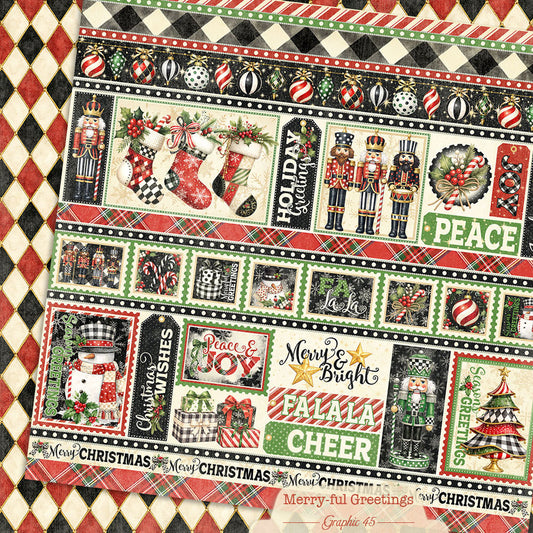Graphic 45 - Merry-ful Greetings Collection - 12 x 12 Double Sided Paper - Borders