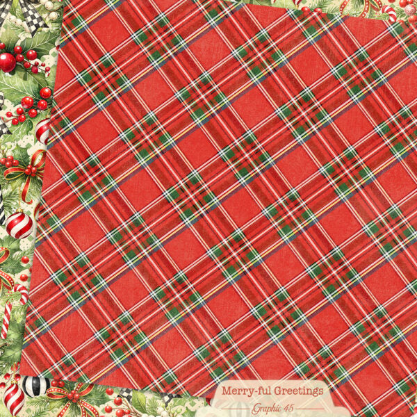 Graphic 45 - Merry-ful Greetings Collection - 12 x 12 Double Sided Paper - Holly And Bows