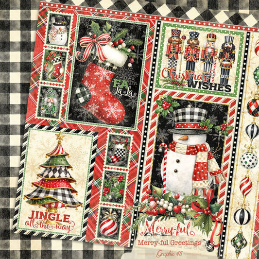 Graphic 45 - Merry-ful Greetings Collection - 12 x 12 Double Sided Paper - Signature Cut-Apart