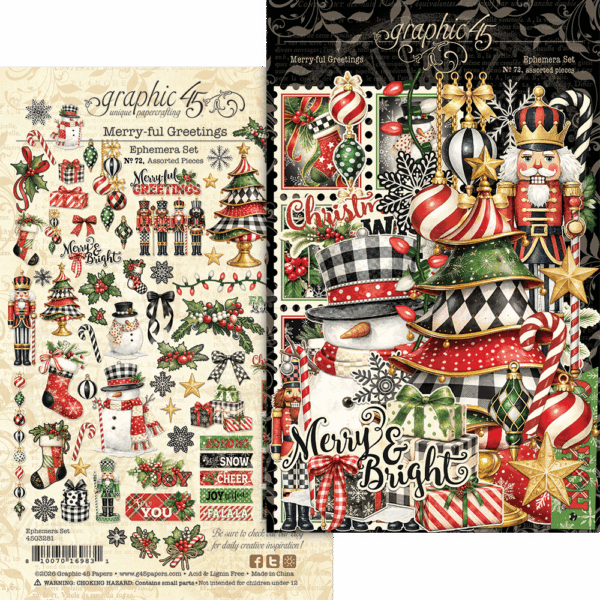 Graphic 45 - Merry-ful Greetings Collection - Ephemera Set