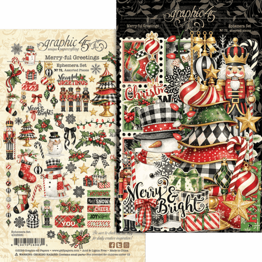 Graphic 45 - Merry-ful Greetings Collection - Ephemera Set