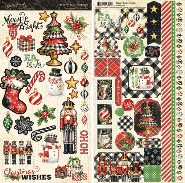 Graphic 45 - Merry-ful Greetings Collection - Cardstock Stickers