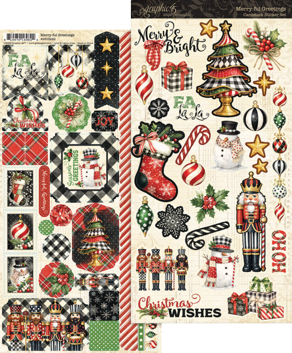 Graphic 45 - Merry-ful Greetings Collection - Cardstock Stickers