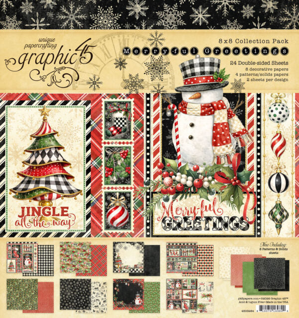 Graphic 45 - Merry-ful Greetings Collection - 8 x 8 Collection Pack