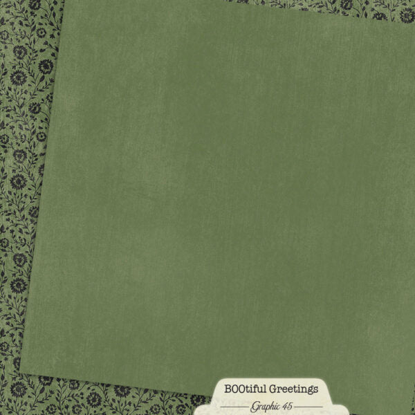 Graphic 45 - BOOtiful Greetings Collection - 12 x 12 Double Sided Paper - Patterns and Solids - Gothic Green