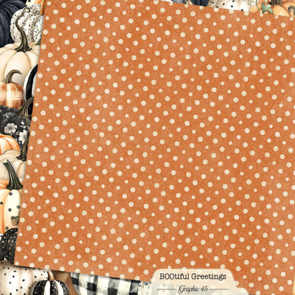 Graphic 45 - BOOtiful Greetings Collection - 12 x 12 Double Sided Paper - Pumpkins And Polkadots