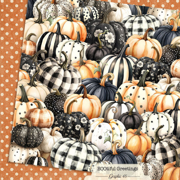 Graphic 45 - BOOtiful Greetings Collection - 12 x 12 Double Sided Paper - Pumpkins And Polkadots