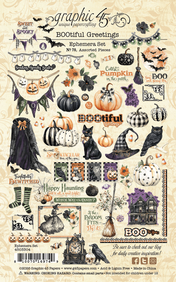 Graphic 45 - BOOtiful Greetings Collection - Ephemera