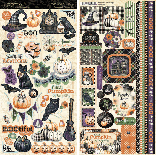 Graphic 45 - BOOtiful Greetings Collection - Cardstock Stickers