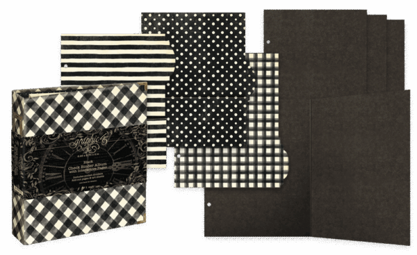 Graphic 45 - Binder Album With Interactive Pages - Black Check