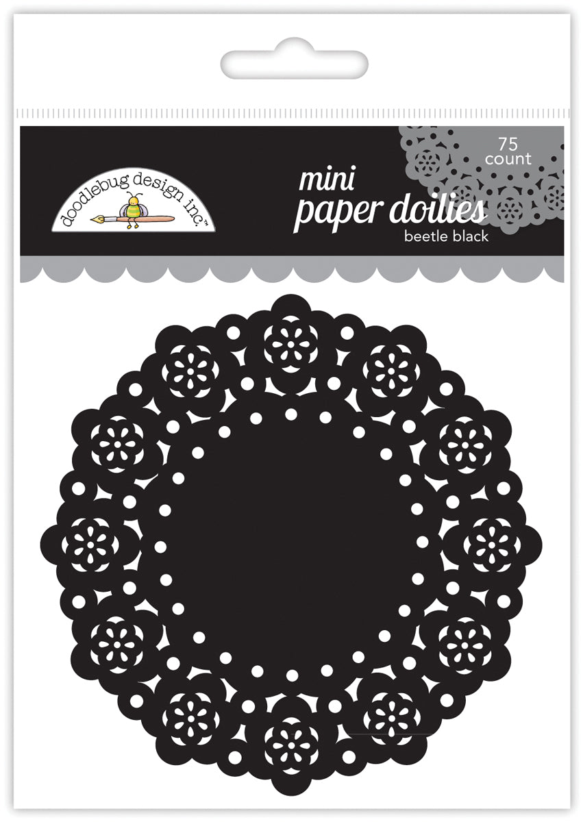 Doodlebug Design - Paper Doilies - Mini -Beetle Black