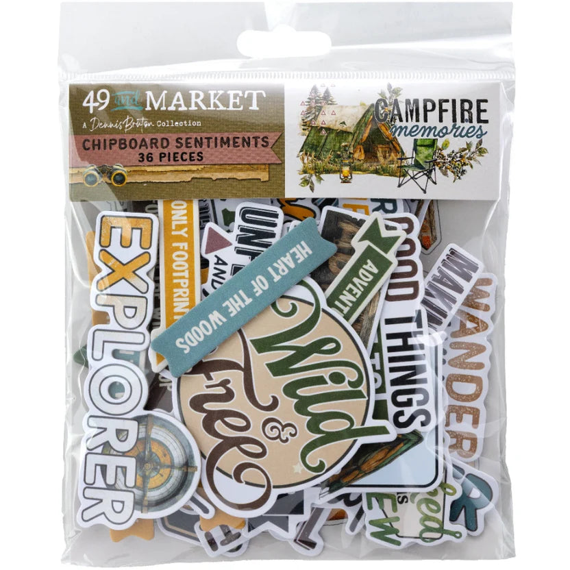 49 and Market - Campfire Memories Collection - Chipboard Sentiments
