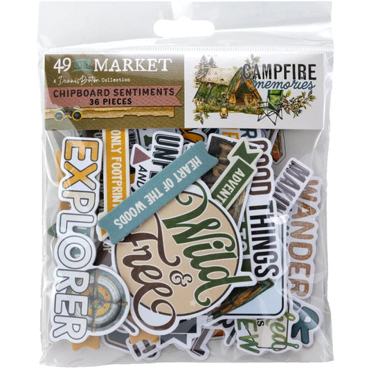49 and Market - Campfire Memories Collection - Chipboard Sentiments