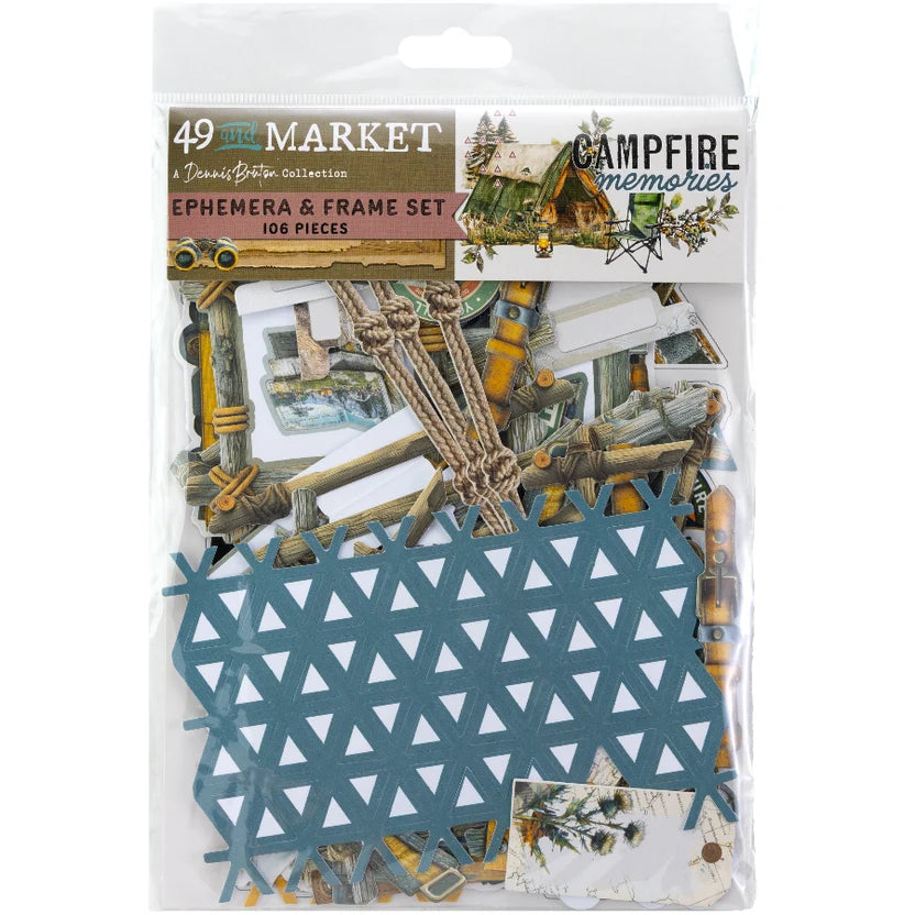 49 and Market - Campfire Memories Collection - Ephemera And Frame Set