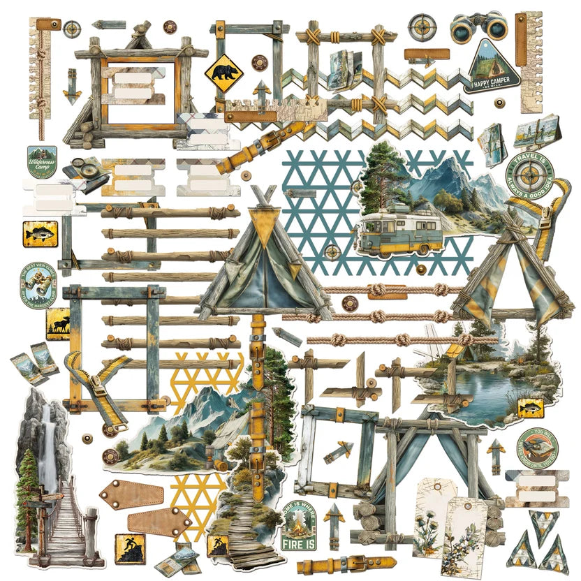 49 and Market - Campfire Memories Collection - Ephemera And Frame Set