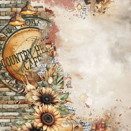 49 and Market - Country Heart Cafe Collection - 12 x 12 Double Sided Paper - Brew Vibes