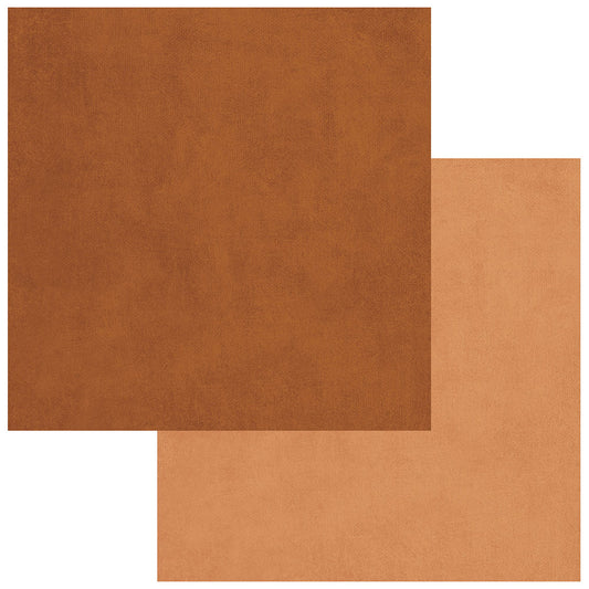 Two pieces of pumpkin colored paper with a textured surface on a white background