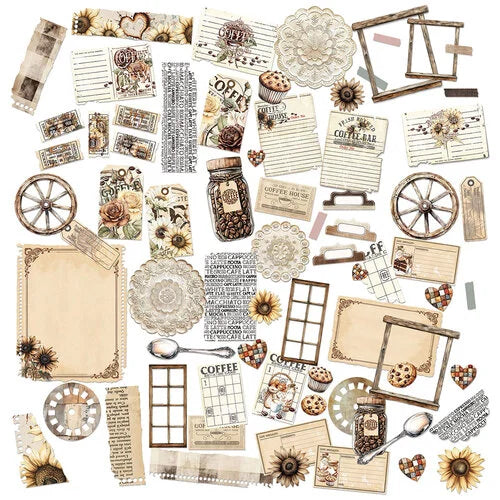 Collection of vintage-style decorative elements on a white background