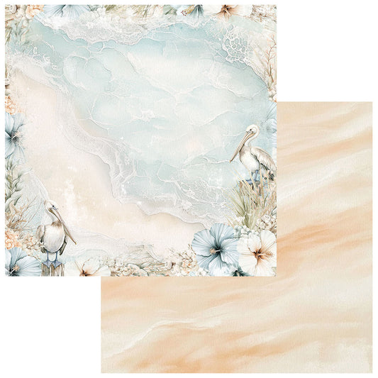 Two decorative paper sheets with floral and bird designs on a white background.