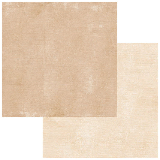 Two pieces of beige textured paper on a white background