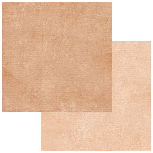 Two pieces of brown paper with a textured surface on a white background
