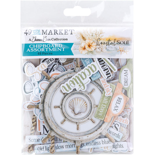 Packaged chipboard assortment with nautical theme and '49 and Market' branding.