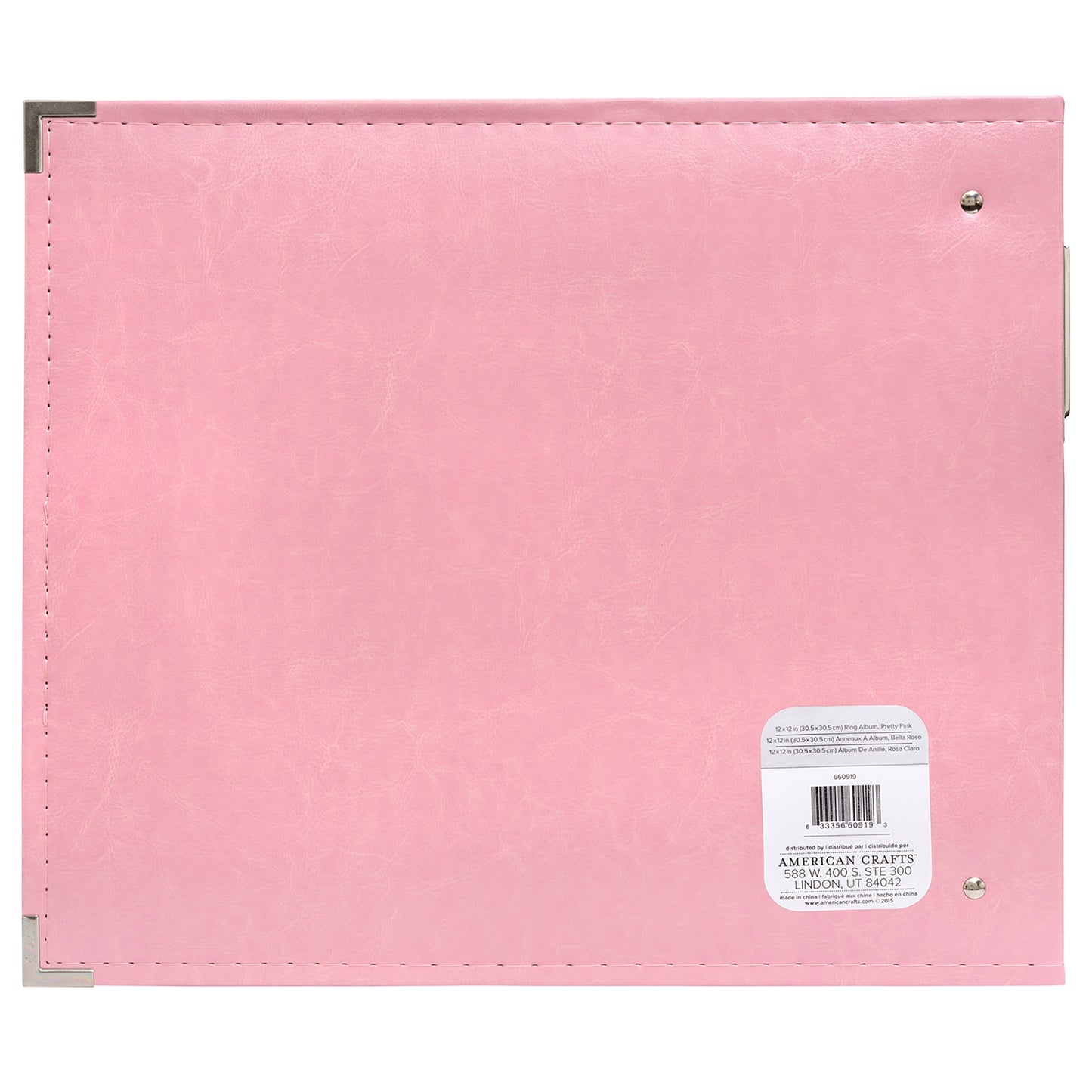 We R Memory Keepers -  12"X12" Classic Leather D-Ring Album - Pretty Pink
