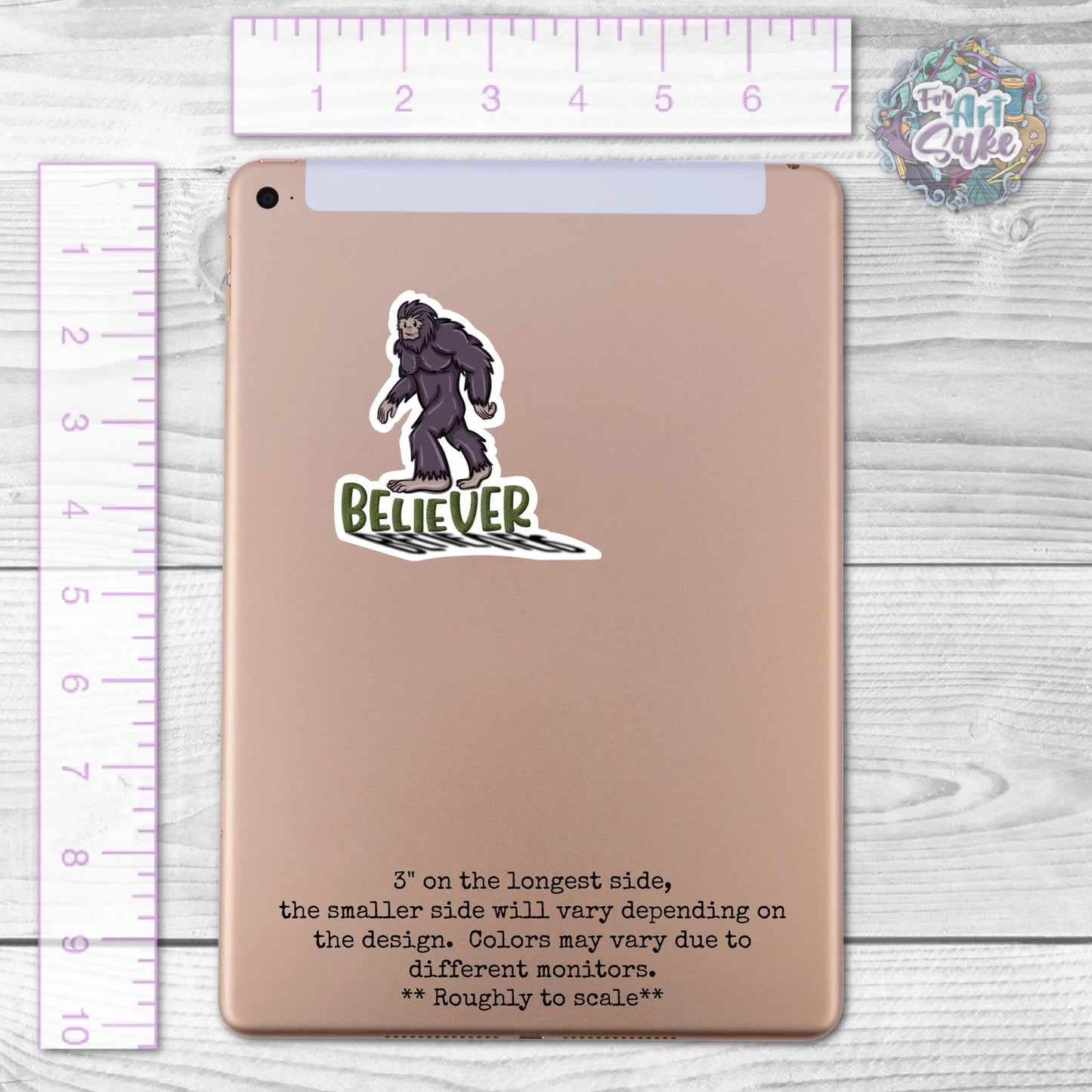 For Art Sake Stickers -  3" Sticker - Believer- Bigfoot: Cryptid Series