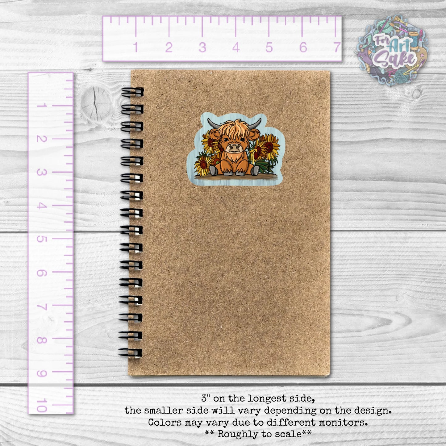 For Art Sake Stickers -  3" Sticker -Highland Sunflowers