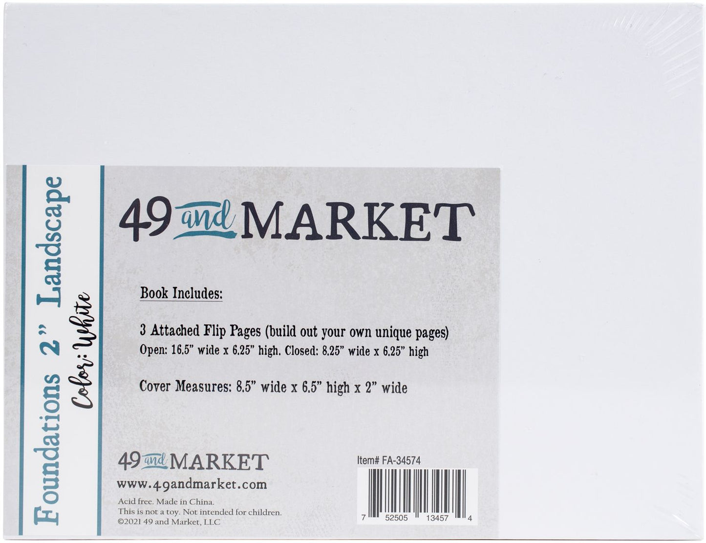 49 And Market Foundations 2" Landscape Album 8.5"x 6.5" - White