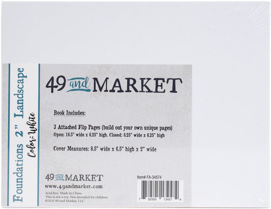 49 And Market Foundations 2" Landscape Album 8.5"x 6.5" - White