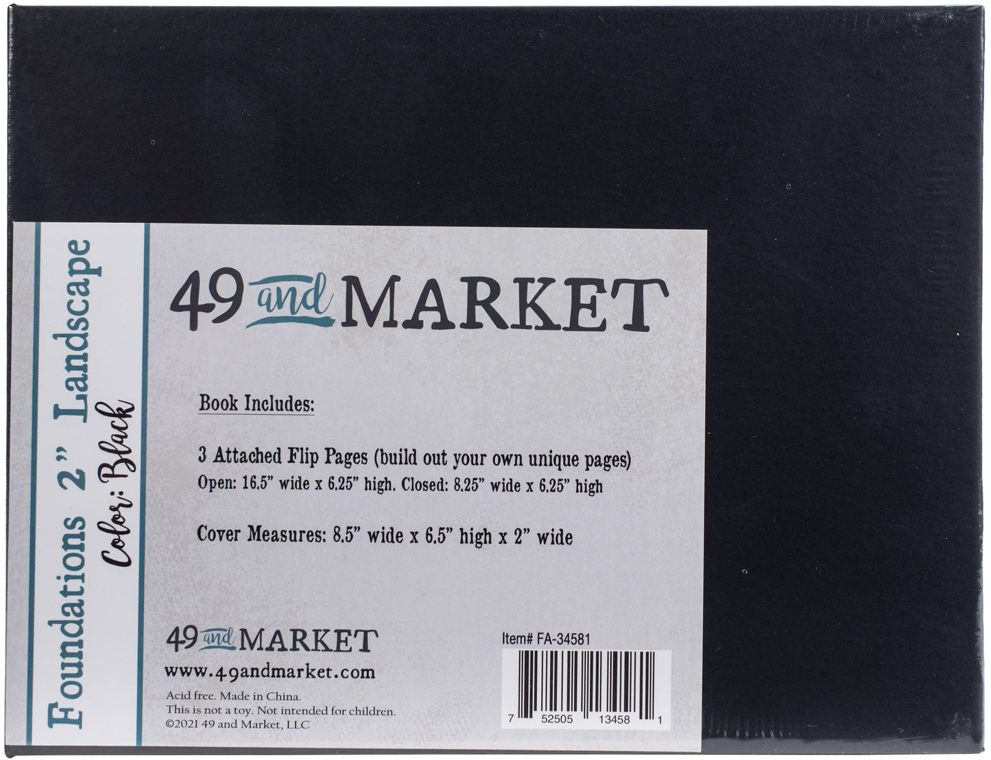 49 And Market Foundations 2" Landscape Album 6.5"x 8.5" - Black