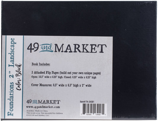 49 And Market Foundations 2" Landscape Album 6.5"x 8.5" - Black